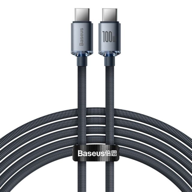 Baseus Crystal Shine Braided USB 2.0 Cable USB-C male - USB-C 100W Μαύρο 1.2m (CAJY000601)