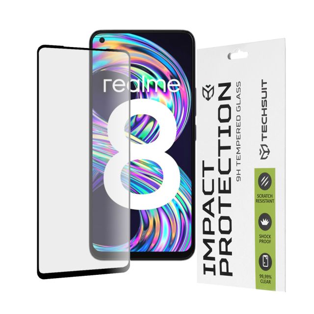 Techsuit 111D Full Cover / Full Glue Glass Realme 8 4G / 8 Pro Black [No Package]