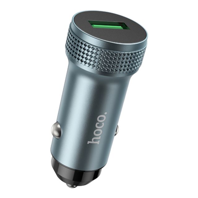 Hoco Φορτιστής Αυτοκινήτου Γκρι Γρήγορης Φόρτισης με μία Θύρα USB