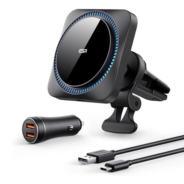 ESR Premium Wireless Car Charging Set HaloLock (2C570) with MagSafe CryoBoost for Air Vent 36W Black