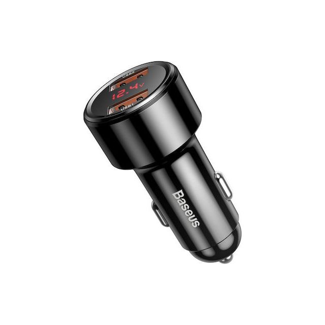 Baseus Φορτιστής Αυτοκινήτου Μαύρος Magic PPS Συνολικής Έντασης 6A Γρήγορης Φόρτισης με Θύρες: 2xUSB