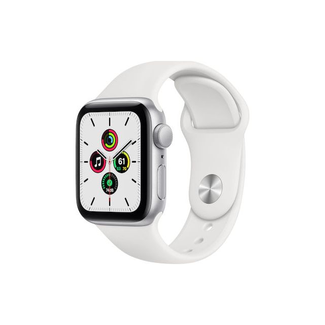 Apple Watch SE Aluminium 40mm Αδιάβροχο με Παλμογράφο (White Sport Band)